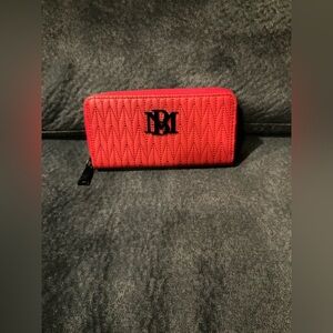 Badgley Mischka Red Quilted Vegan Leather Wallet W/ Phone Pocket / Wristlet
